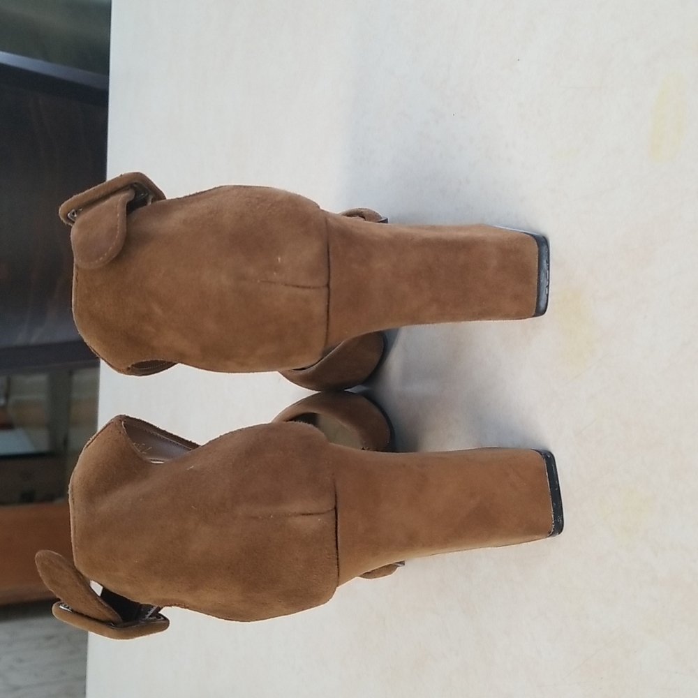 Colin Stuart Brown Suede Ankle Strap Block Heels NWOB Size 7.5 - Picture 6 of 13